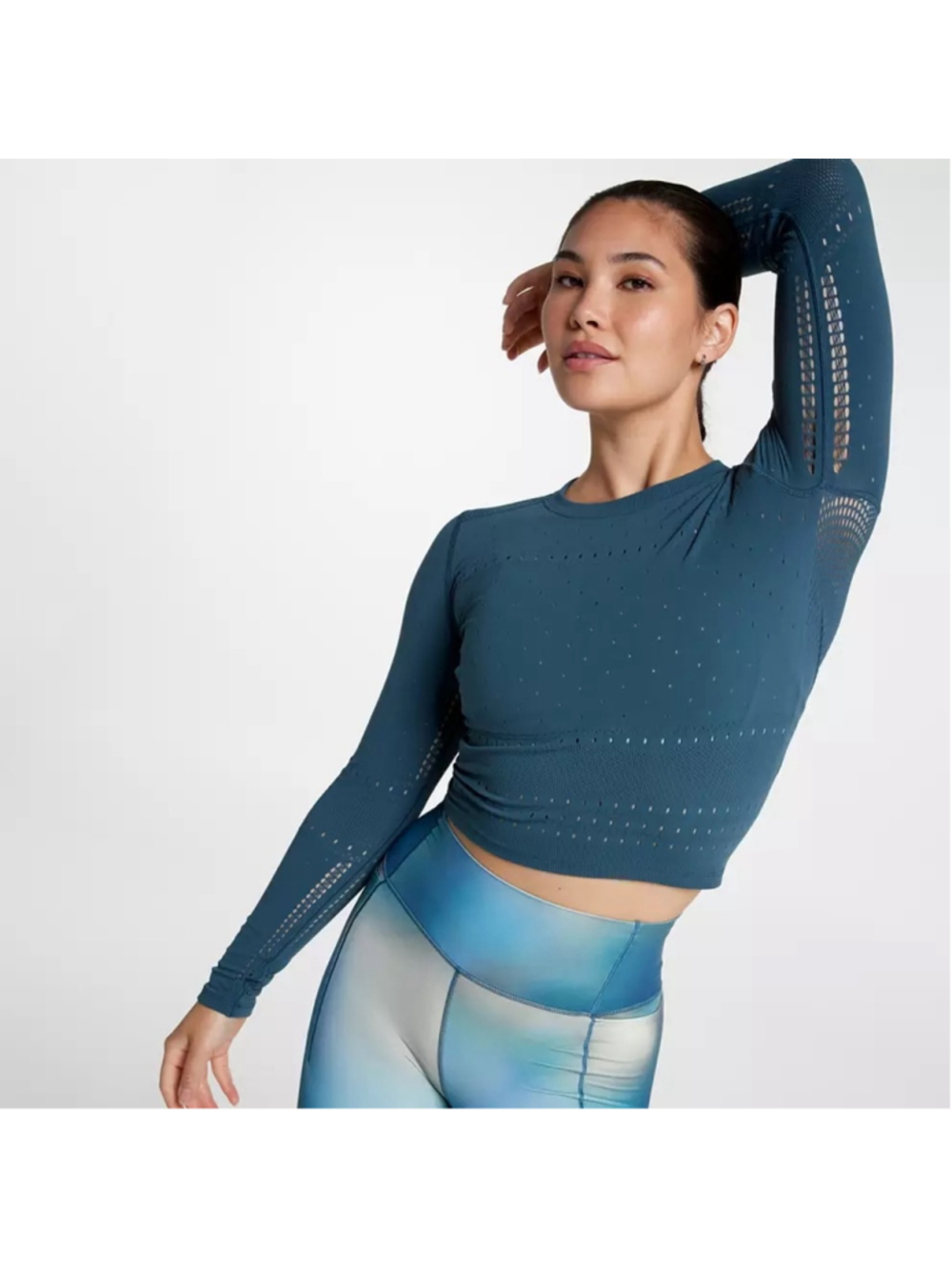 Women's CALIA seamless pointelle Long Sleeve Top Size L/XL Dark Teal
